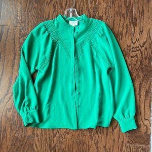 Sezane green long sleeves mock collar blouse 4